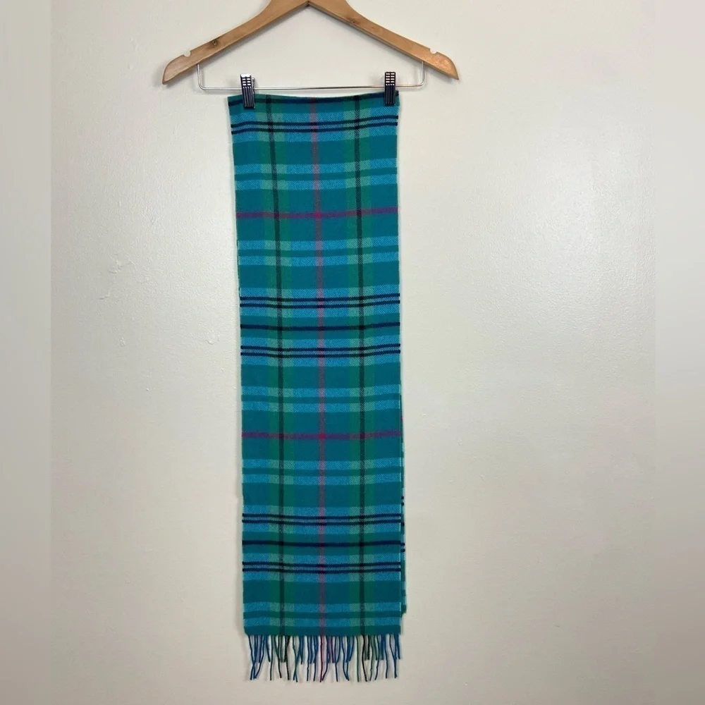 Peck & Peck 100% Cashmere Fringe Blue Scarf 65X10